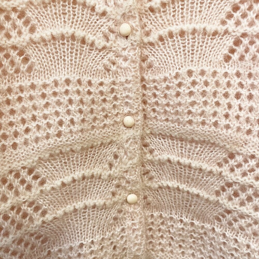 EUC Sezane Alanis Fancy Knit Mohair Wool Cardigan Blush Pink Small - Picture 5 of 8